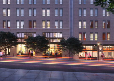Rendering of 701 S Jackson from Jackson at Dusk