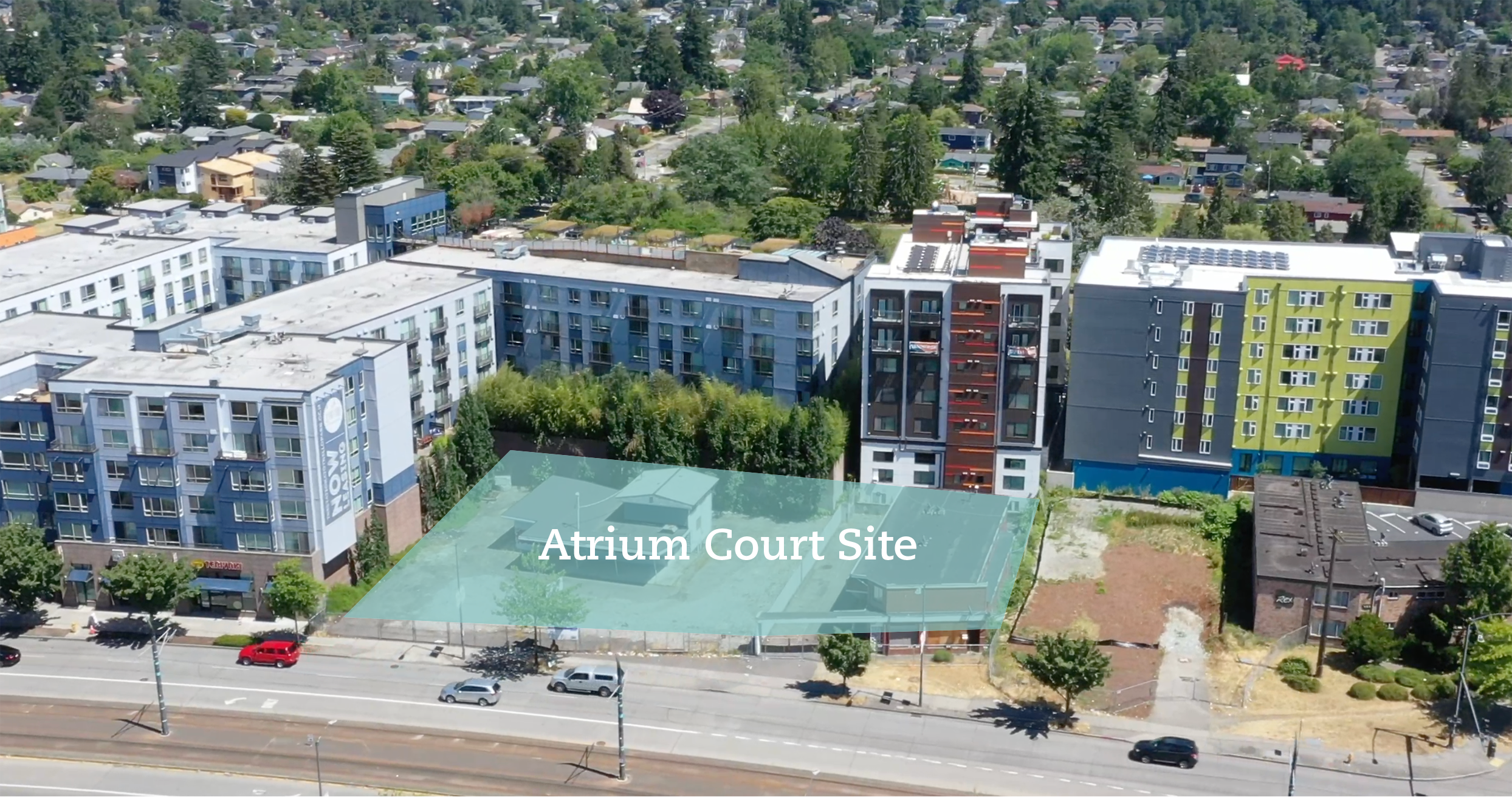 Photo of Atrium Court Site with an Overlay